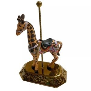 1990 Jack Hou Carousel Giraffe Figurine On Metal Base Heritage House